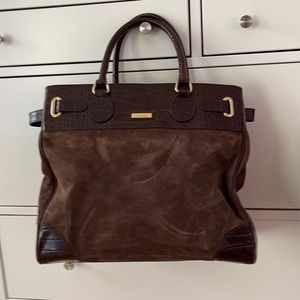 Lauren suede bag with embossed alligator trim